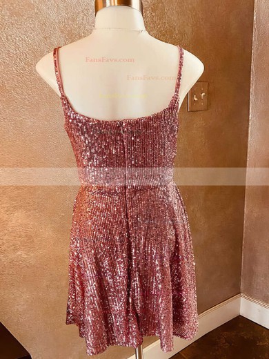 A-line Square Neckline Sequined Short/Mini Short Prom Dresses #Favs020020110780