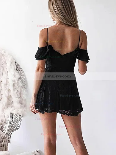 A-line V-neck Lace Short/Mini Short Prom Dresses #Favs020020111503
