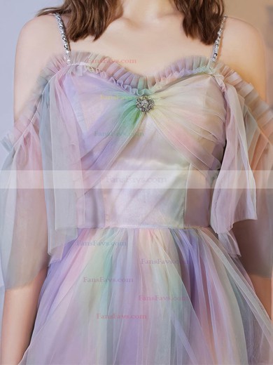 A-line Off-the-shoulder Tulle Knee-length Short Prom Dresses With Crystal Detailing #Favs020020110010