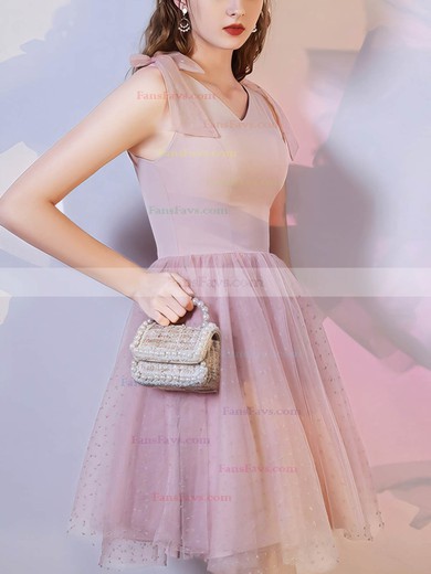 A-line V-neck Lace Short/Mini Short Prom Dresses #Favs020020110011