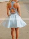 A-line High Neck Satin Short/Mini Pockets Short Prom Dresses #Favs020020109104