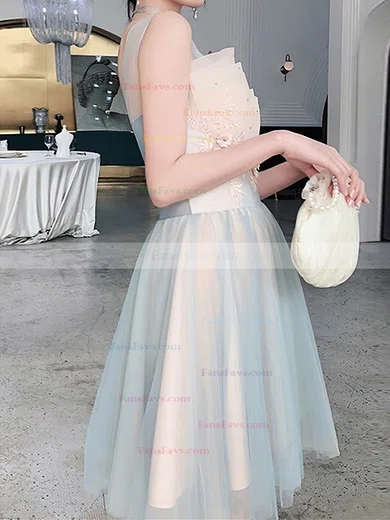 A-line Square Neckline Tulle Short/Mini Short Prom Dresses With Lace #Favs020020110015