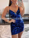 Sheath/Column V-neck Sequined Short/Mini Short Prom Dresses #Favs020020110789