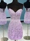 Sheath/Column Sweetheart Tulle Short/Mini Short Prom Dresses With Lace #Favs020020110790