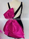Sheath/Column V-neck Velvet Short/Mini Short Prom Dresses With Bow #Favs020020110792
