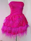 A-line Strapless Chiffon Short/Mini Short Prom Dresses With Feathers / Fur #Favs020020110793