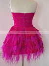 A-line Strapless Chiffon Short/Mini Short Prom Dresses With Feathers / Fur #Favs020020110793