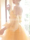 A-line V-neck Tulle Short/Mini Short Prom Dresses With Sashes / Ribbons #Favs020020110020