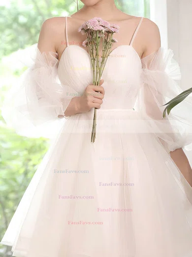A-line Off-the-shoulder Tulle Short/Mini Short Prom Dresses With Sashes / Ribbons #Favs020020110021