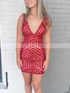 Sheath/Column V-neck Sequined Short/Mini Short Prom Dresses #Favs020020110797