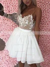 A-line V-neck Chiffon Short/Mini Appliques Lace Short Prom Dresses #Favs020020109119