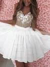 A-line V-neck Chiffon Short/Mini Appliques Lace Short Prom Dresses #Favs020020109119