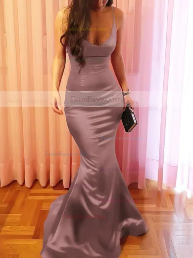 Trumpet/Mermaid V-neck Silk-like Satin Floor-length Prom Dresses #Favs020106041