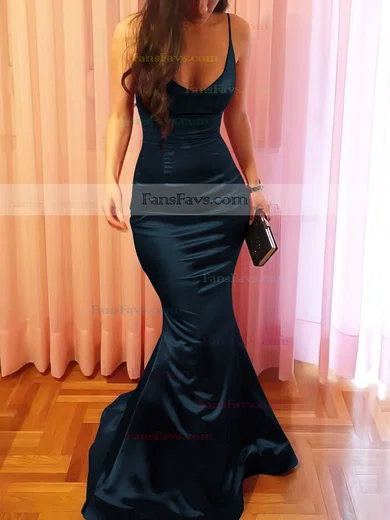 Trumpet/Mermaid V-neck Silk-like Satin Floor-length Prom Dresses #Favs020106041