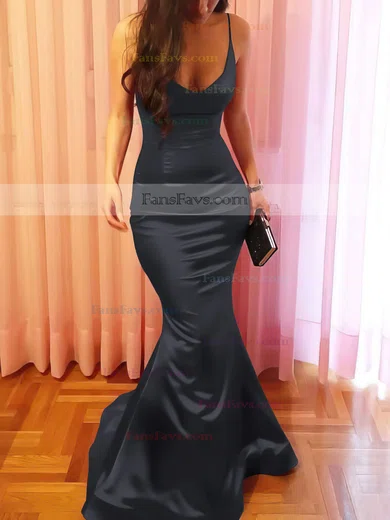 Trumpet/Mermaid V-neck Silk-like Satin Floor-length Prom Dresses #Favs020106041