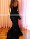 Trumpet/Mermaid V-neck Silk-like Satin Floor-length Prom Dresses #Favs020106041