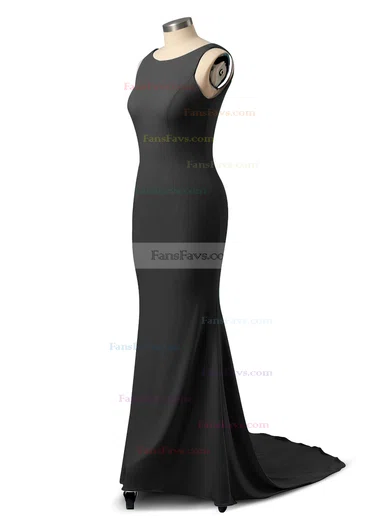Trumpet/Mermaid Scoop Neck Jersey Sweep Train Prom Dresses #Favs020106042