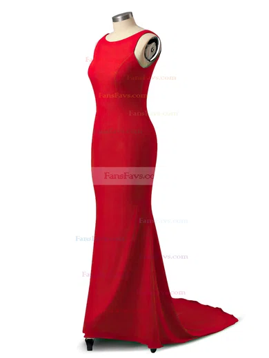 Trumpet/Mermaid Scoop Neck Jersey Sweep Train Prom Dresses #Favs020106042