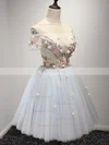 A-line Off-the-shoulder Tulle Short/Mini Short Prom Dresses With Flower(s) #Favs020020110029