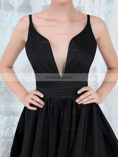 Princess V-neck Satin Sweep Train Split Front Prom Dresses #Favs020106043