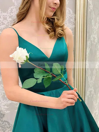 A-line V-neck Satin Short/Mini Short Prom Dresses #Favs020020109128