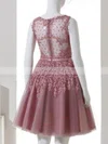 A-line Scoop Neck Tulle Short/Mini Short Prom Dresses With Lace #Favs020020110032