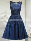 A-line Scoop Neck Tulle Short/Mini Short Prom Dresses With Lace #Favs020020110032