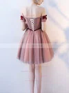 A-line Off-the-shoulder Tulle Short/Mini Short Prom Dresses With Lace #Favs020020110033
