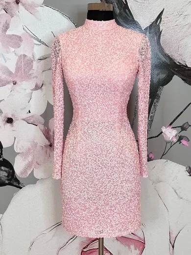 Sheath/Column High Neck Sequined Short/Mini Short Prom Dresses #Favs020020110807