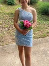 Sheath/Column One Shoulder Sequined Short/Mini Short Prom Dresses #Favs020020110810