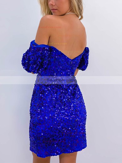 Sheath/Column Off-the-shoulder Sequined Short/Mini Short Prom Dresses #Favs020020110814