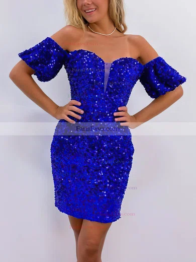Sheath/Column Off-the-shoulder Sequined Short/Mini Short Prom Dresses #Favs020020110814