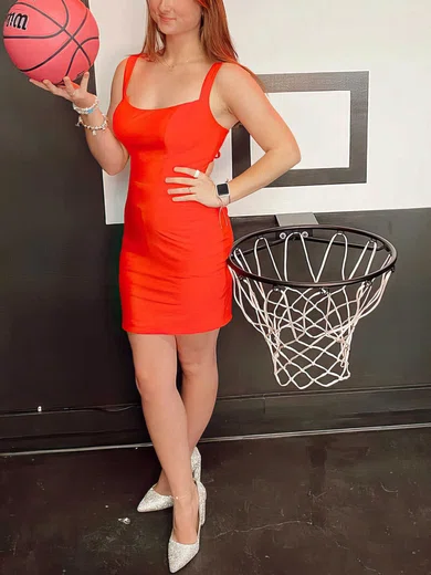 Sheath/Column Scoop Neck Jersey Short/Mini Short Prom Dresses #Favs020020110816