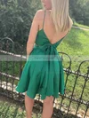 A-line V-neck Silk-like Satin Short/Mini Bow Short Prom Dresses #Favs020020109141