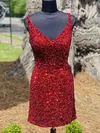 Sheath/Column V-neck Sequined Short/Mini Short Prom Dresses #Favs020020110045
