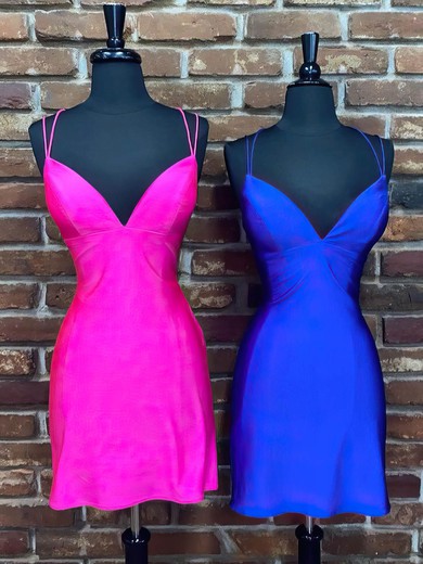 A-line V-neck Silk-like Satin Short/Mini Short Prom Dresses #Favs020020110046