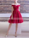 A-line Off-the-shoulder Tulle Knee-length Short Prom Dresses #Favs020020109144