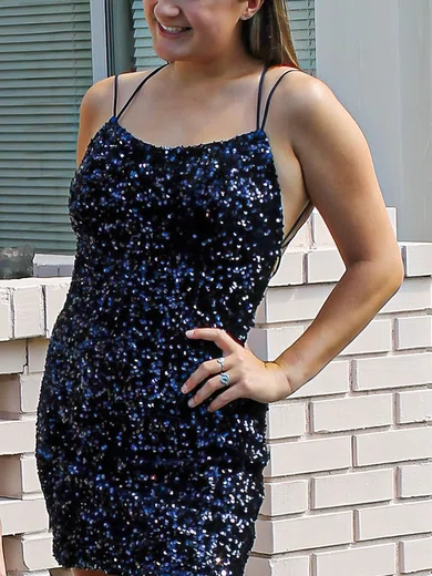 Sheath/Column Scoop Neck Sequined Short/Mini Short Prom Dresses #Favs020020110822