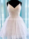 A-line V-neck Glitter Short/Mini Short Prom Dresses With Cascading Ruffles #Favs020020110049