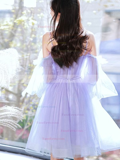 A-line Off-the-shoulder Tulle Knee-length Short Prom Dresses #Favs020020111544