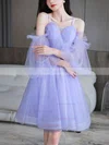 A-line Off-the-shoulder Tulle Knee-length Short Prom Dresses #Favs020020111544