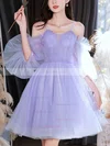 A-line Off-the-shoulder Tulle Knee-length Short Prom Dresses #Favs020020111544