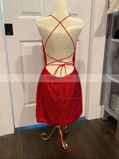 Sheath/Column Scoop Neck Shimmer Crepe Short/Mini Short Prom Dresses #Favs020020110051