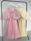 A-line Off-the-shoulder Glitter Tea-length Short Prom Dresses #Favs020020111545
