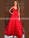 Princess V-neck Satin Sweep Train Beading Prom Dresses #Favs020106052