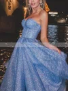 A-line Sweetheart Glitter Tea-length Short Prom Dresses With Split Front #Favs020020111548