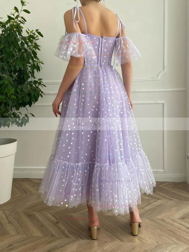 A-line Sweetheart Tulle Ankle-length Short Prom Dresses #Favs020020111549