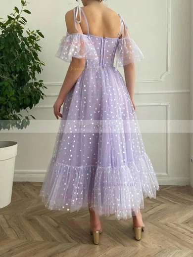 A-line Sweetheart Tulle Ankle-length Short Prom Dresses #Favs020020111549