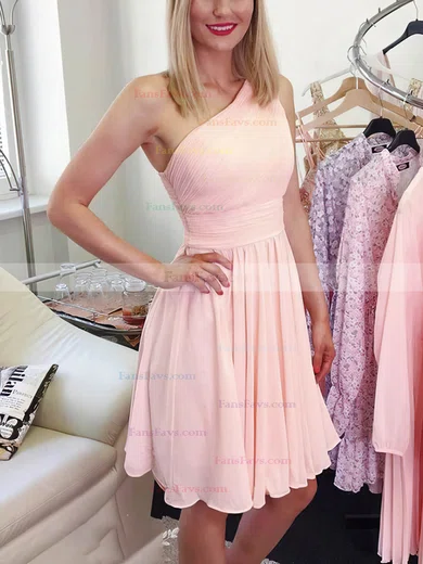 A-line One Shoulder Chiffon Short/Mini Short Prom Dresses #Favs020020109152