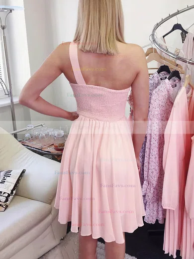 A-line One Shoulder Chiffon Short/Mini Short Prom Dresses #Favs020020109152